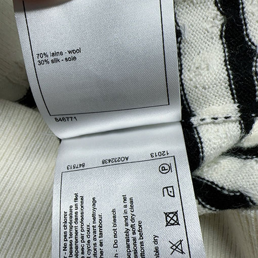 シャネル カラーブロックストライププルオーバー長袖ニットセーター