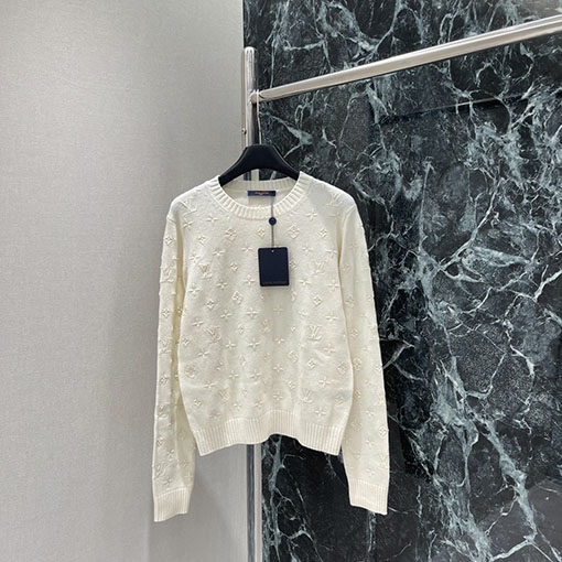 ルイヴィトン 新しい3Dエンボスモノグラムロゴ刺繍カシミアセーター