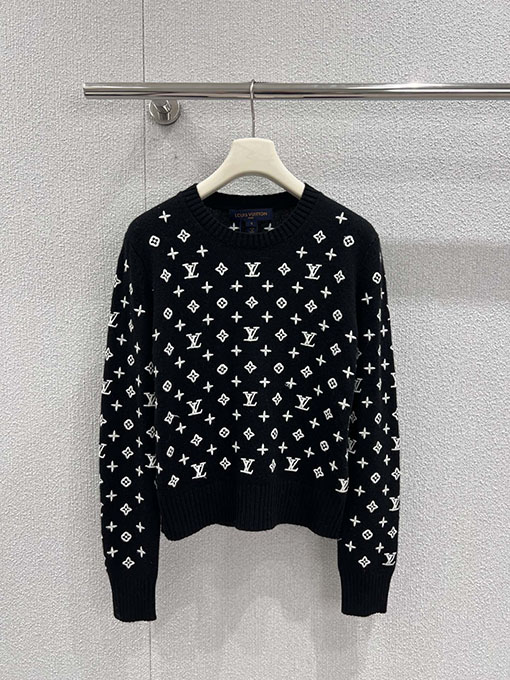 ルイヴィトン 新しい3Dエンボスモノグラムロゴ刺繍カシミアセーター