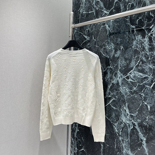 ルイヴィトン 新しい3Dエンボスモノグラムロゴ刺繍カシミアセーター