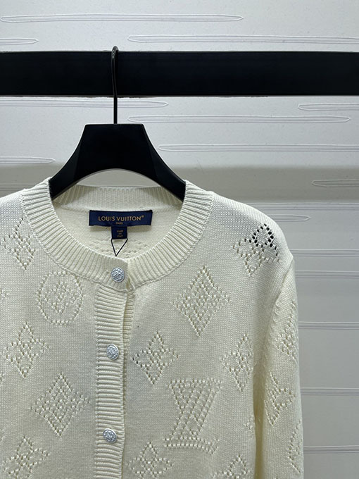 ルイヴィトン 透かし編みニット長袖カーディガン
