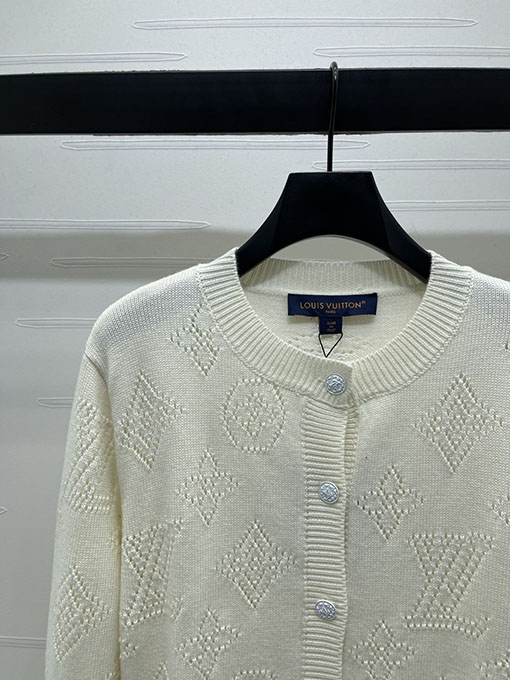 ルイヴィトン 透かし編みニット長袖カーディガン