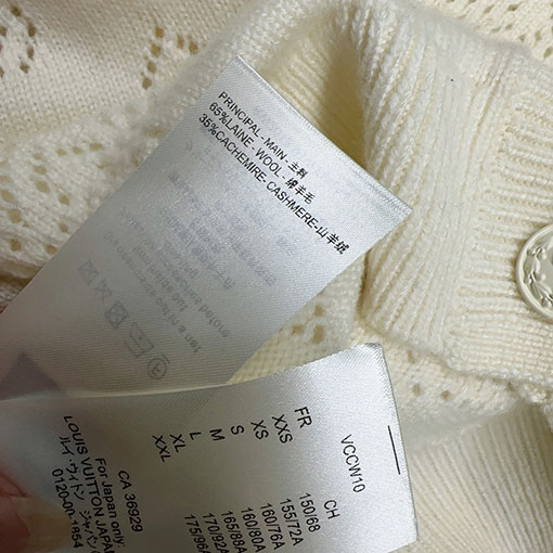 ルイヴィトン 透かし編みニット長袖カーディガン