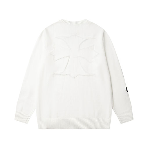 クロムハーツ 新しいクロスニットジャカードアップリケ刺繍ラウンドネックセーター