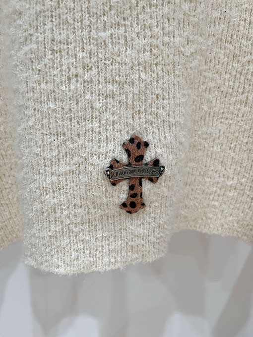 クロムハーツコピー クロスニットジャカードアップリケ刺繍ラウンドセーター