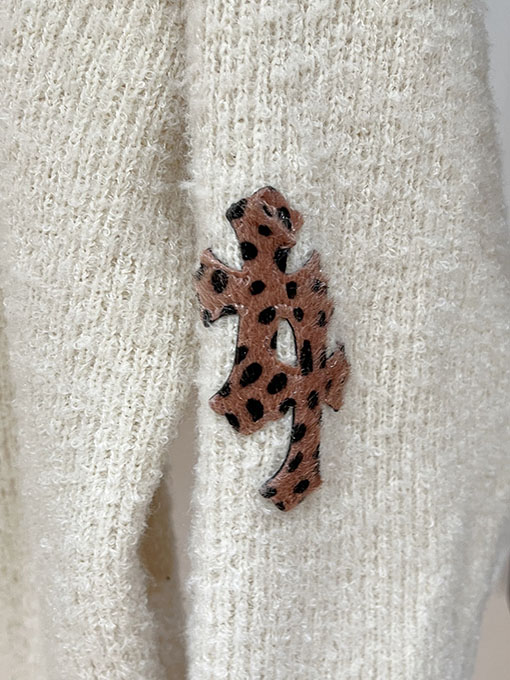 クロムハーツコピー クロスニットジャカードアップリケ刺繍ラウンドセーター