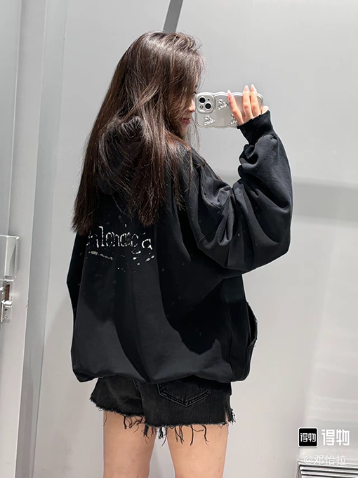 バレンシアガ スーパーコピー ホワイトロゴ刺繍オーダーサイズパーカー