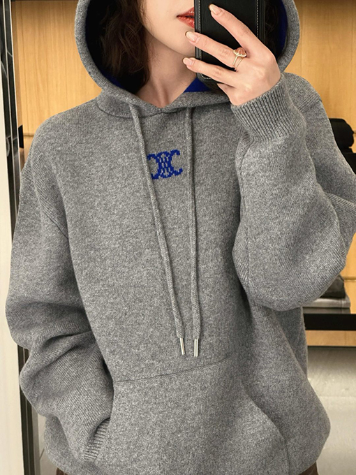 セリーヌ 凱旋門ジャカードロゴニットパーカー