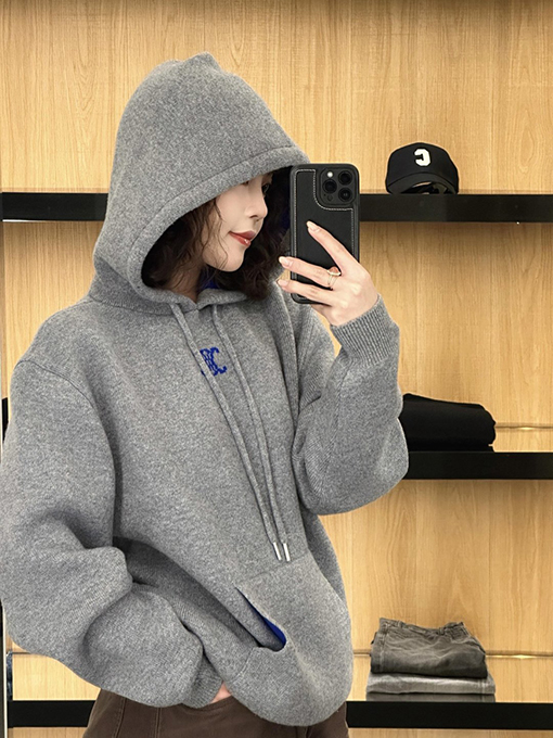 セリーヌ 凱旋門ジャカードロゴニットパーカー