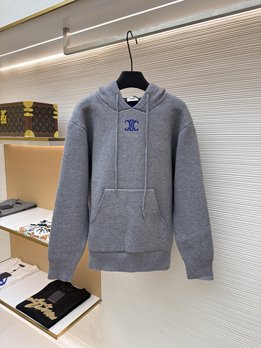 セリーヌ 凱旋門ジャカードロゴニットパーカー