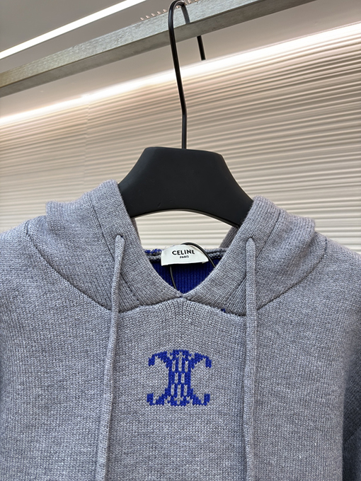 セリーヌ 凱旋門ジャカードロゴニットパーカー