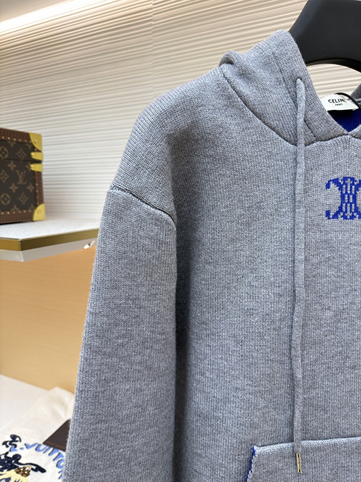 セリーヌ 凱旋門ジャカードロゴニットパーカー