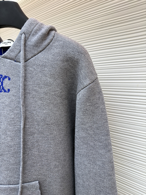 セリーヌ 凱旋門ジャカードロゴニットパーカー