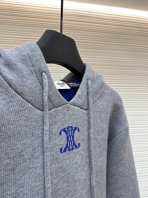 セリーヌ 凱旋門ジャカードロゴニットパーカー