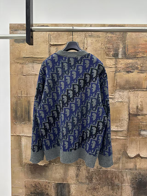 ディオールスーパーコピーネイビー×グレー パターン ポイント ニット