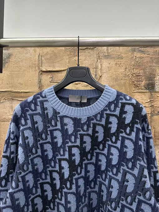 ディオールスーパーコピーネイビー×グレー パターン ポイント ニット