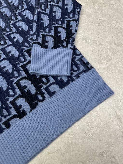ディオールスーパーコピーネイビー×グレー パターン ポイント ニット