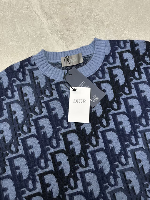 ディオールスーパーコピーネイビー×グレー パターン ポイント ニット