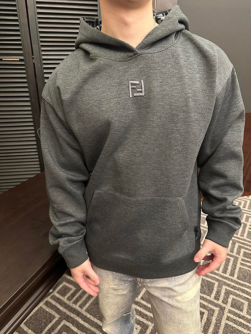 フェンディスーパーコピーミニFFロゴ グレー オーバーフィット パーカー