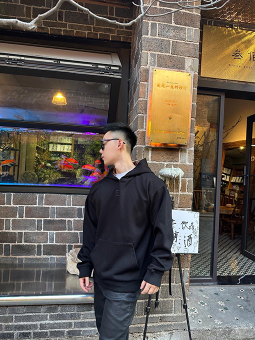 フェンディスーパーコピーミニFFロゴ グレー オーバーフィット パーカー