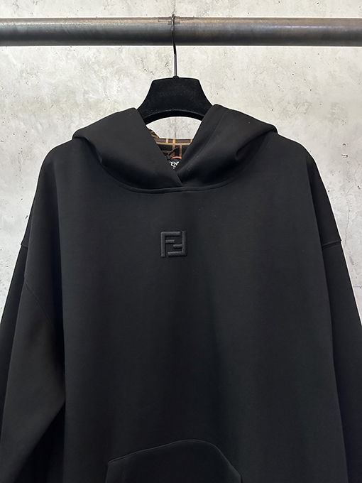 フェンディスーパーコピーミニFFロゴ グレー オーバーフィット パーカー