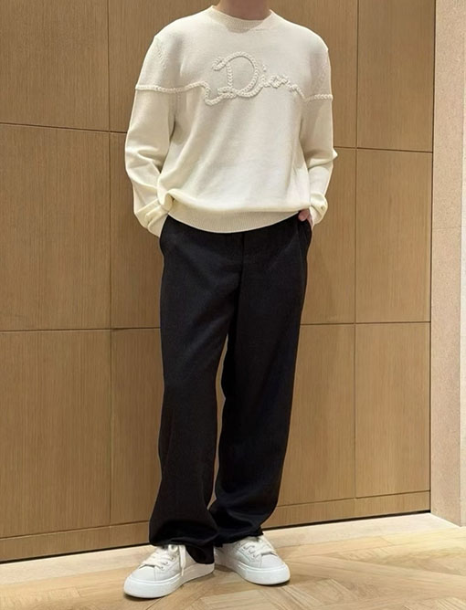 ディオール ケーブル編みのレタードセーター