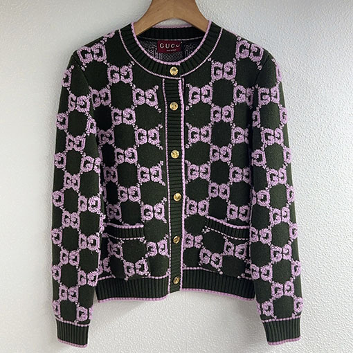 グッチコピー 新作ラウンドネックジャカードニットカーディガン