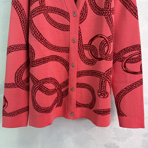 エルメス チェーンバックル付きカラーブロックニットカーディガン