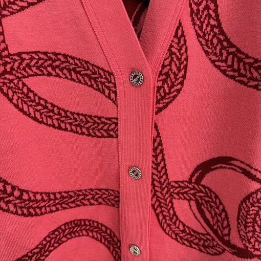 エルメス チェーンバックル付きカラーブロックニットカーディガン