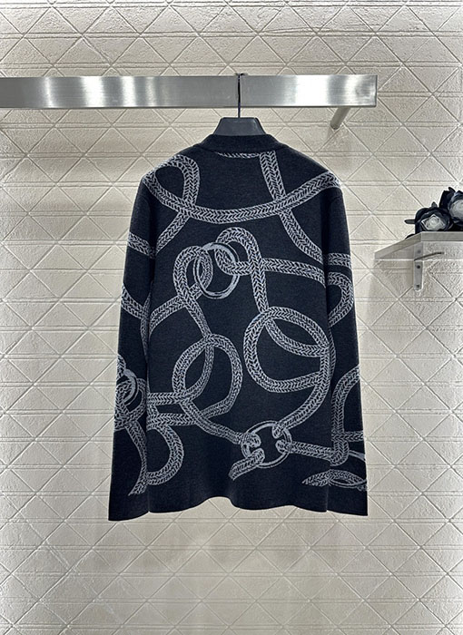 エルメス チェーンバックル付きカラーブロックニットカーディガン