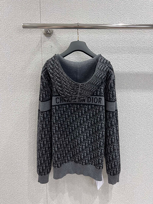 ディオールコピー 新しいモノグラムロゴのジップアップフード付きカシミアコート