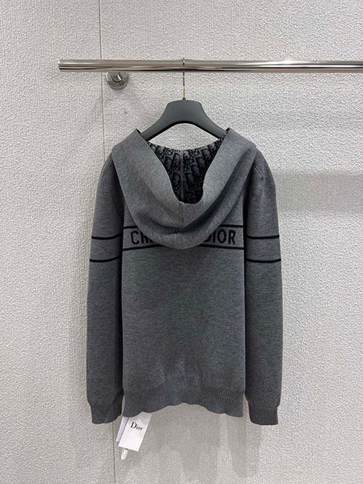 ディオールコピー 新しいモノグラムロゴのジップアップフード付きカシミアコート