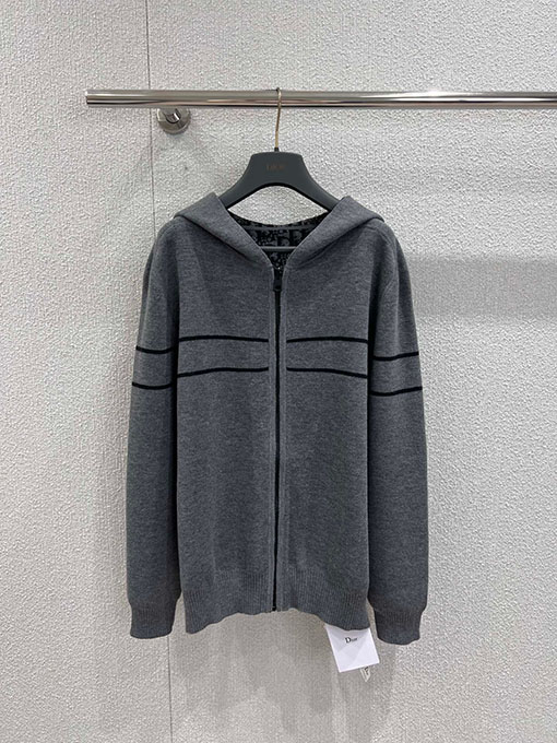 ディオールコピー 新しいモノグラムロゴのジップアップフード付きカシミアコート