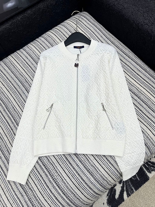 ルイヴィトンコピー ジッパー付きジャカードニットカーディガン