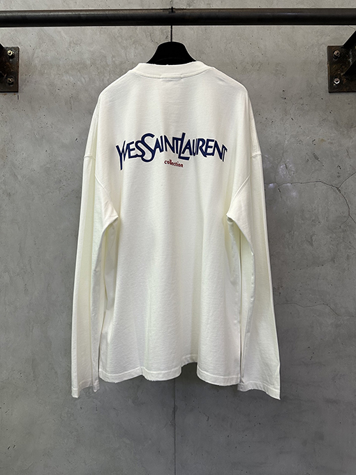 サンローランコピー クラシックなロゴプリントのヘビーウェイト長袖シャツ