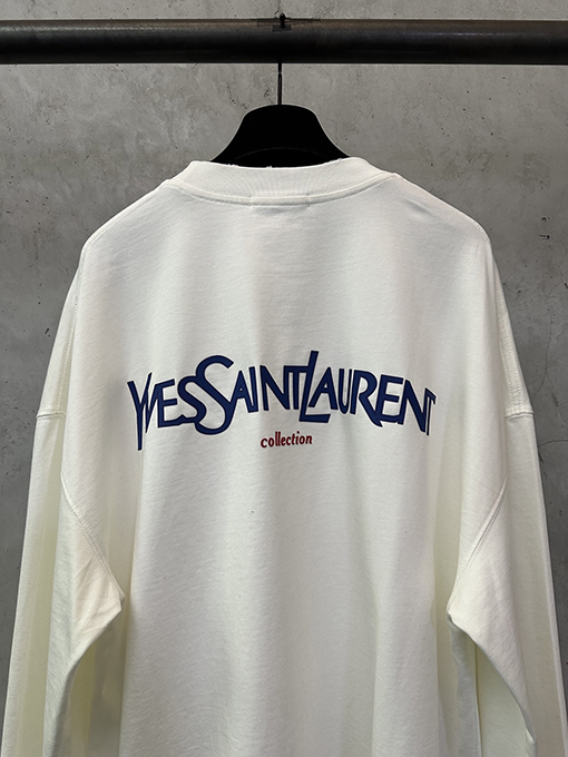 サンローランコピー クラシックなロゴプリントのヘビーウェイト長袖シャツ