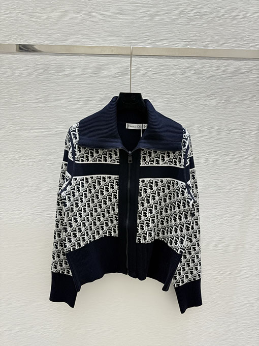 ディオール モノグラム両面カラーニット長袖カーディガン