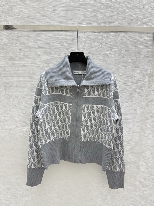 ディオール モノグラム両面カラーニット長袖カーディガン