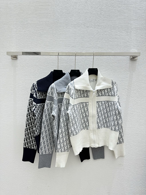 ディオール モノグラム両面カラーニット長袖カーディガン