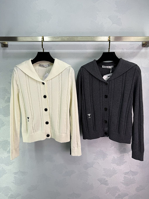 ディオール クラシックなケーブルニットのセーラーカラーセーター