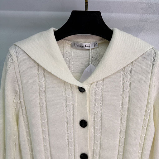 ディオール クラシックなケーブルニットのセーラーカラーセーター