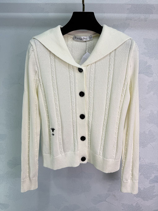 ディオール クラシックなケーブルニットのセーラーカラーセーター