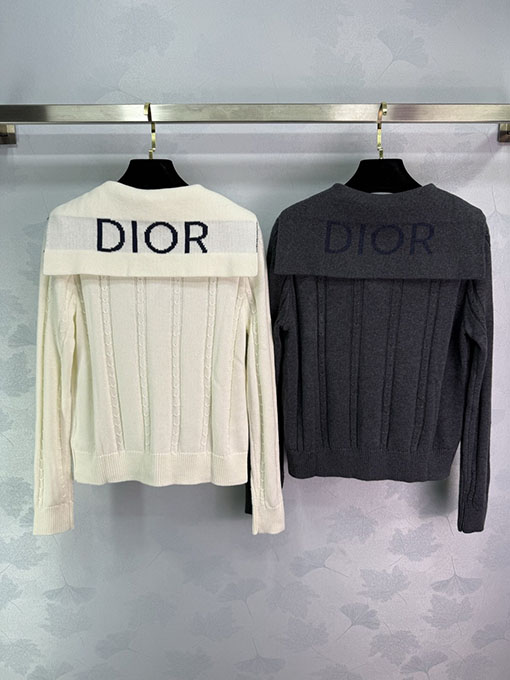 ディオール クラシックなケーブルニットのセーラーカラーセーター