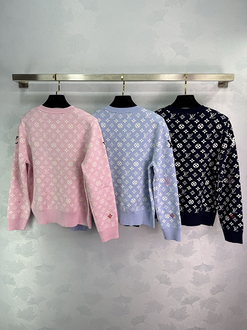 ルイヴィトンコピー 新作モノグラムプリントニットVネックカーディガン