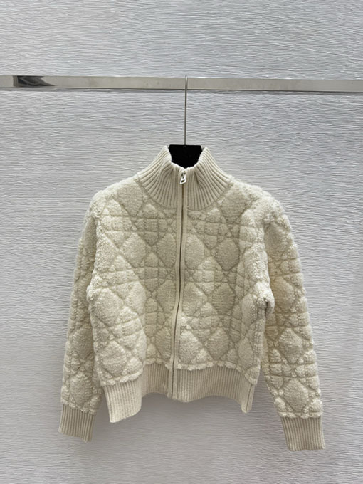 ディオール 金糸の蝶と花の刺繍がされたカシミアニットカーディガン