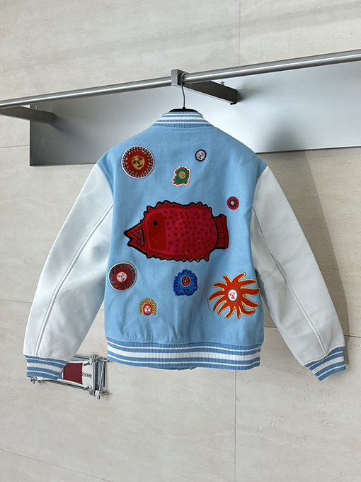 ルイヴィトン 草間彌生コラボレーション サンフィッシュレーベル ベースボールジャケット