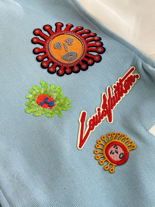 ルイヴィトン 草間彌生コラボレーション サンフィッシュレーベル ベースボールジャケット