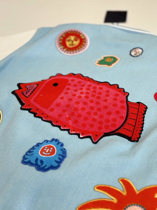 ルイヴィトン 草間彌生コラボレーション サンフィッシュレーベル ベースボールジャケット