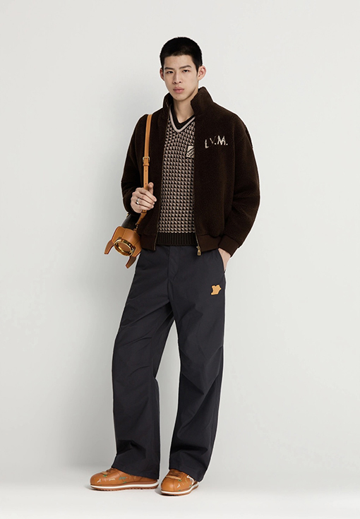 ルイヴィトン レザーロゴ織りカジュアルパンツ