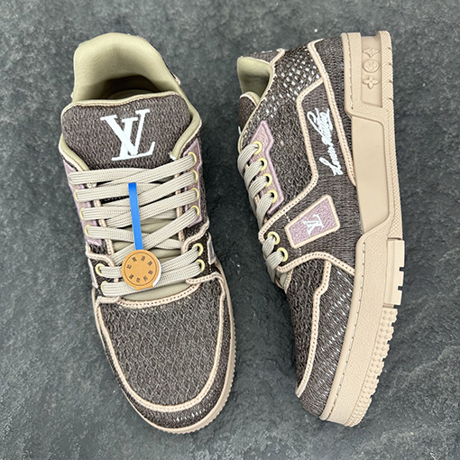ルイヴィトン LV Trainer ラフィア風染めのレトロなバスケットボールシューズ